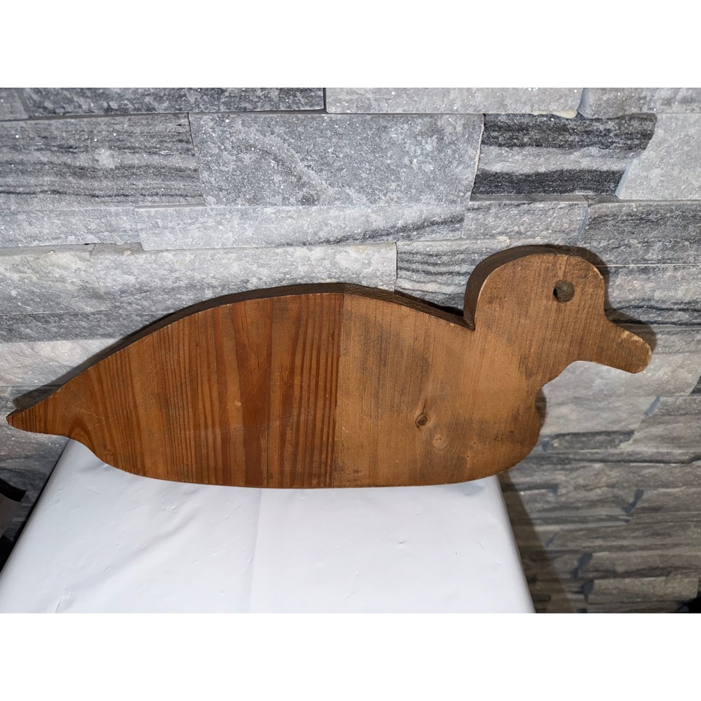 Vintage Rustic Wooden Duck Wall Decor Folk Art Farmhouse Decor Brown Wood